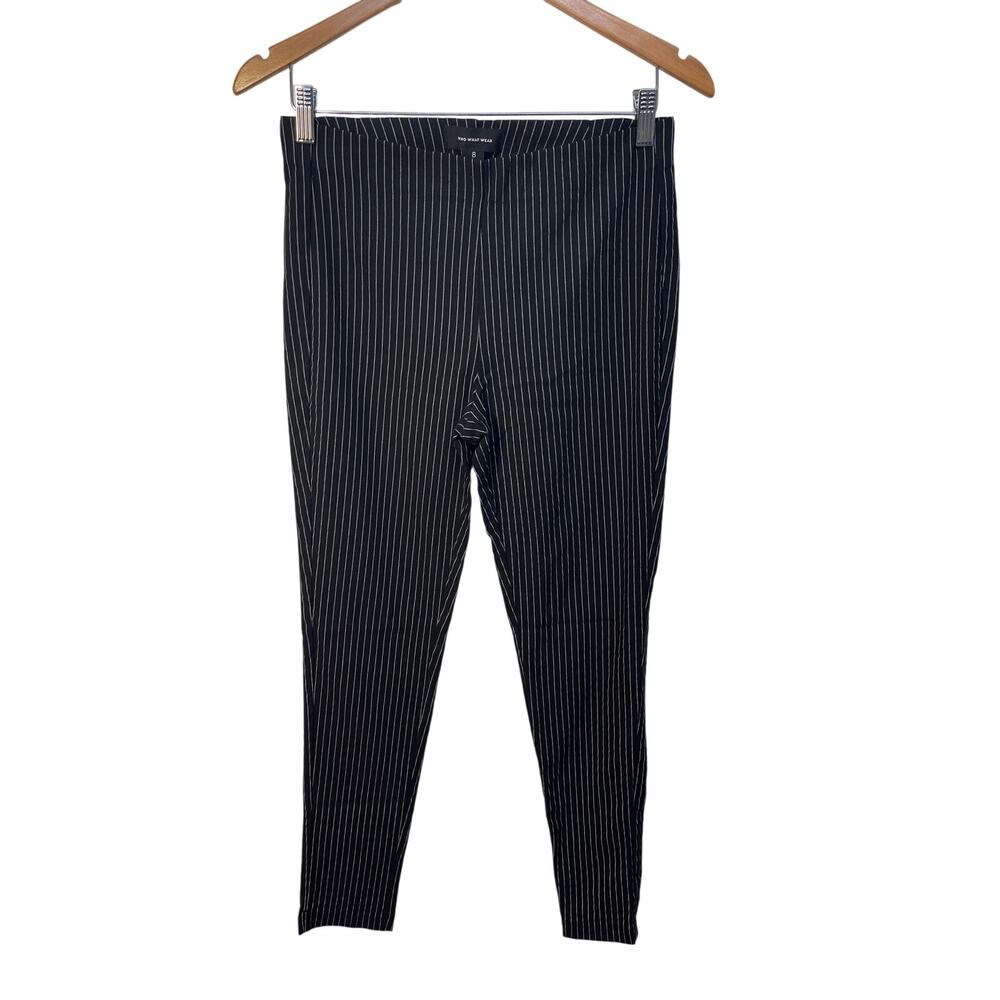 Who What Wear Womens Black Pinstripe Skinny Pants High‎ Rise Size 8 Stretch